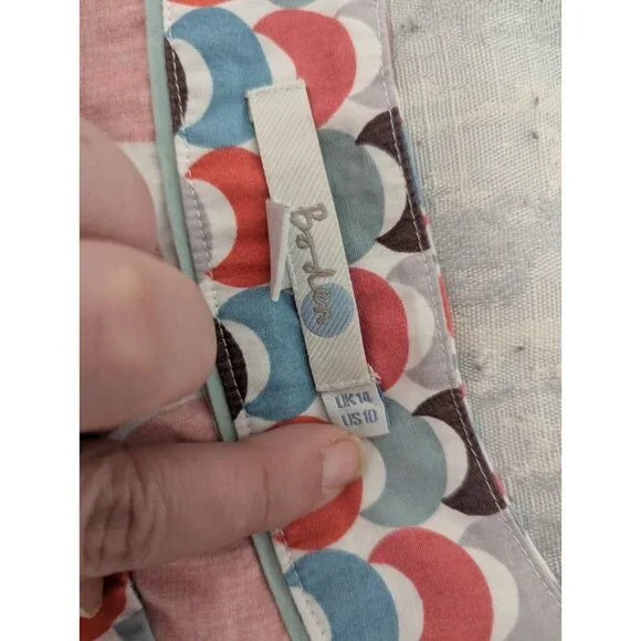 Women's Boden Geometric Blue Orange 3/4 Sleeve Cotton Beach Kaftan Tunic Size 10 - Picture 7 of 13